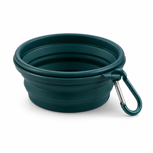 Soviqel collapsible pet travel bowl with clip on white background